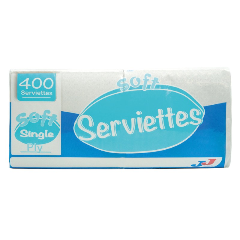 JJ Soft Serviettes 1Ply, 30cm 10x400
