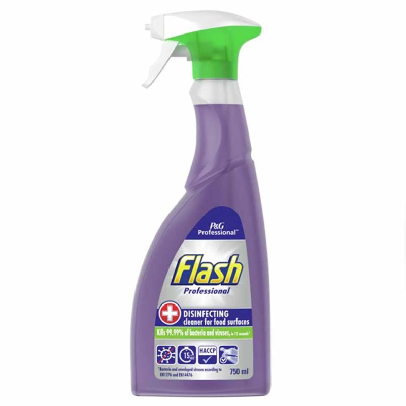 Flash Professional Disinfecting Food Surface Cleaner Spray 6x750ml
