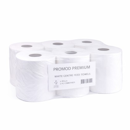 Promod 2ply Centrefeed White Rolls 17cmx150m 1x6