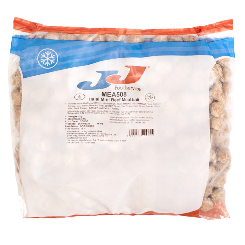 JJ Halal Mini Beef Meatballs-1x1kg