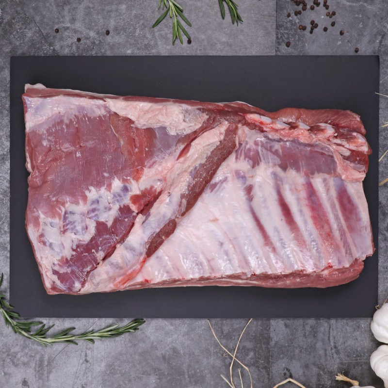 Fresh Raw Pork Belly Bone In - Rind On (Price Per Kg) Box Range 12-22kg