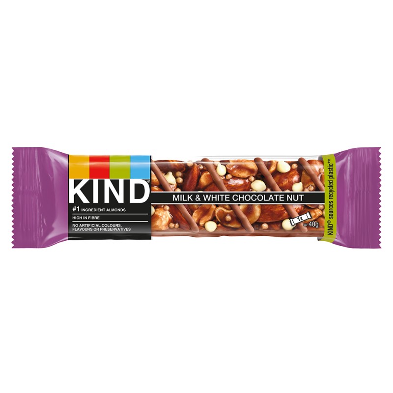 Kind Milk & White Chocolate Nut Bars 12x40g