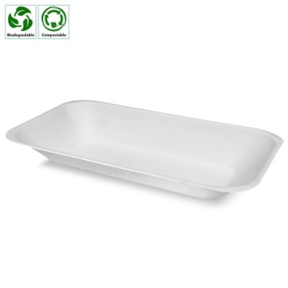 Enviroware Large White Bagasse Chip Tray No3 224x134x31mm 1x500
