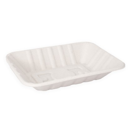 JJ Medium White Bagasse Tray 176x132x30mm 1x500