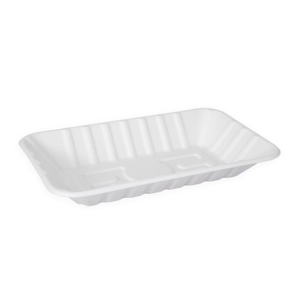 JJ Large White Bagasse Tray 220x135x30mm 1x500