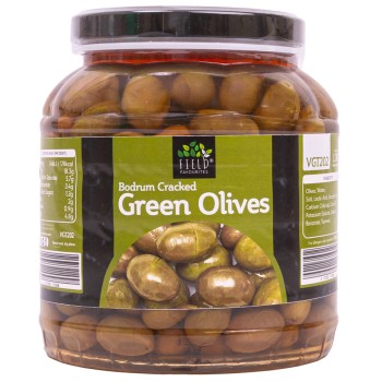 Field Favourites Cracked Bodrum Green Olives 260-320 1x1.7kg